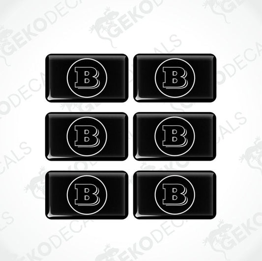 Set of six black and white vinyl decals with the BRABUS logo.