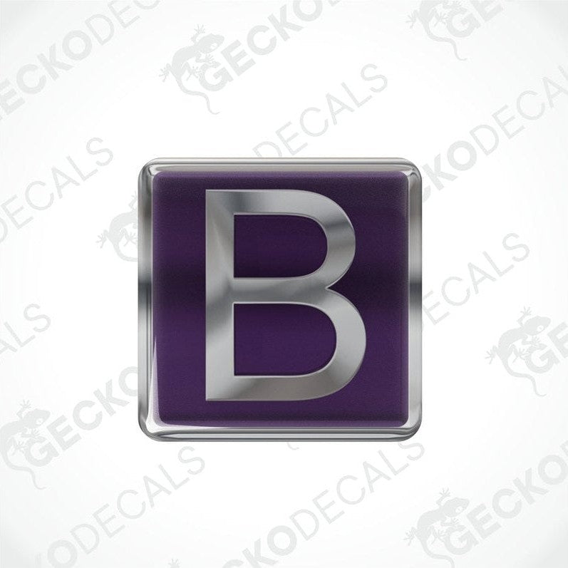 A set of two purple vinyl stickers with a polyurethane coating, branded with the word 'BUCCANEER'.