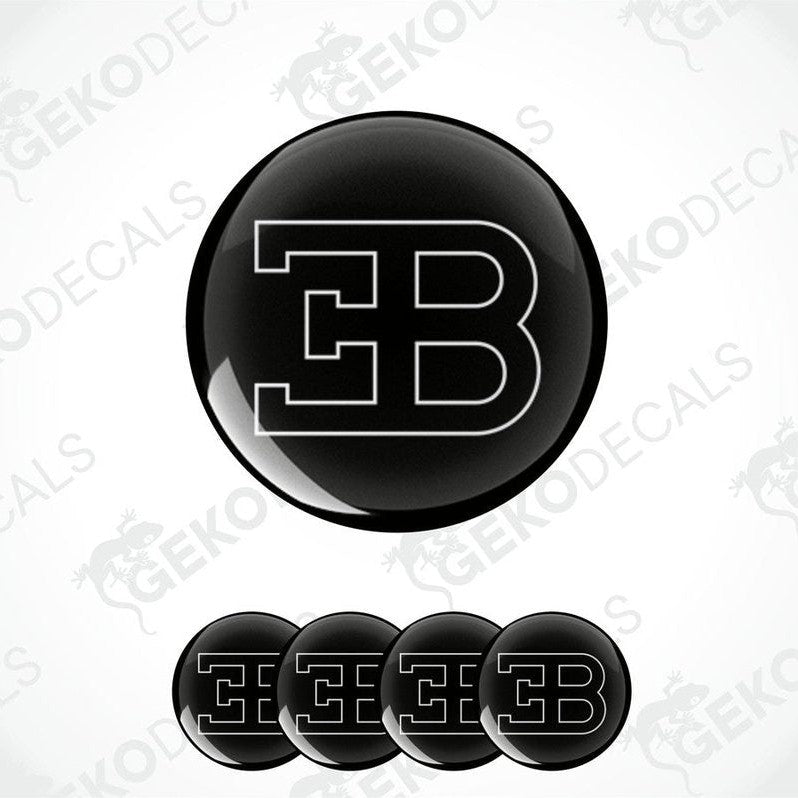 Set of four black vinyl decals with the Bugatti logo.