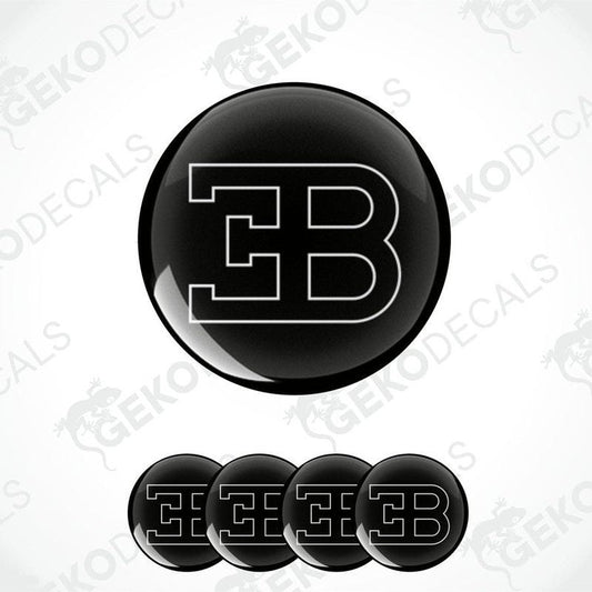 Set of four black vinyl decals with the Bugatti logo.