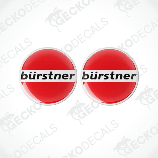 Bürstner red and white domed epoxy vinyl decals for caravan