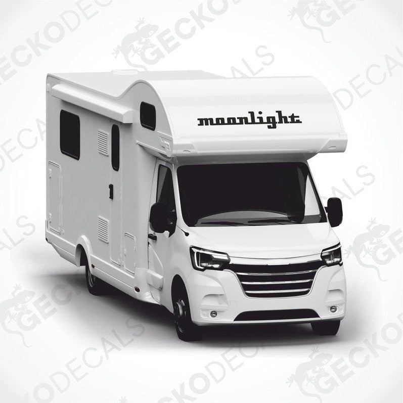 A white BÜRSTNER MOONLIGHT caravan decal vehicle presented on a white background.