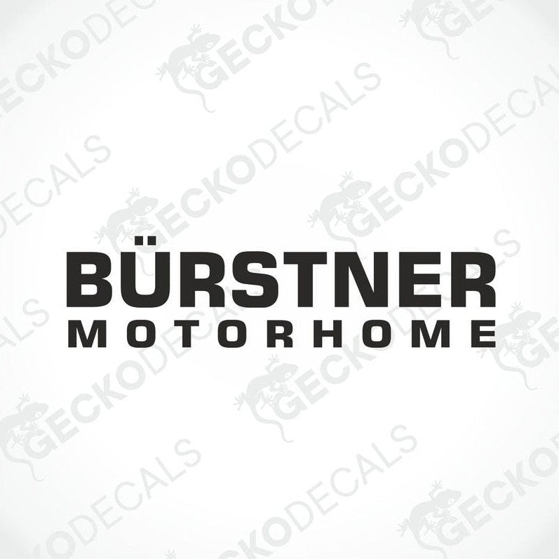 A white Bürstner motorhome decal on a white vehicle background.