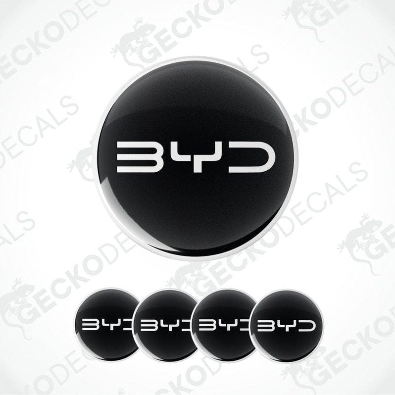 Set of black 'BYD' logos on a white background