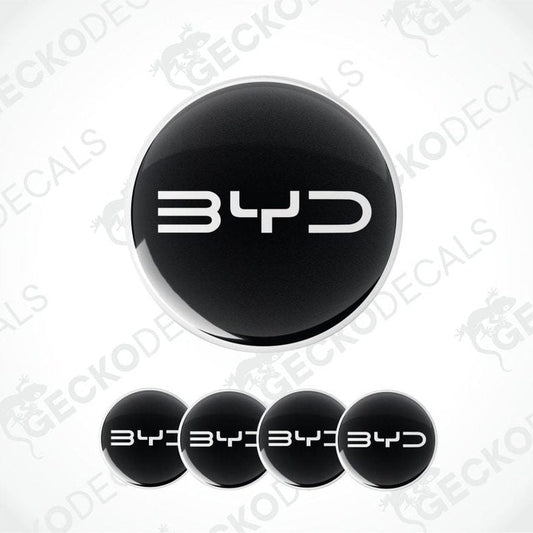 Set of black 'BYD' logos on a white background