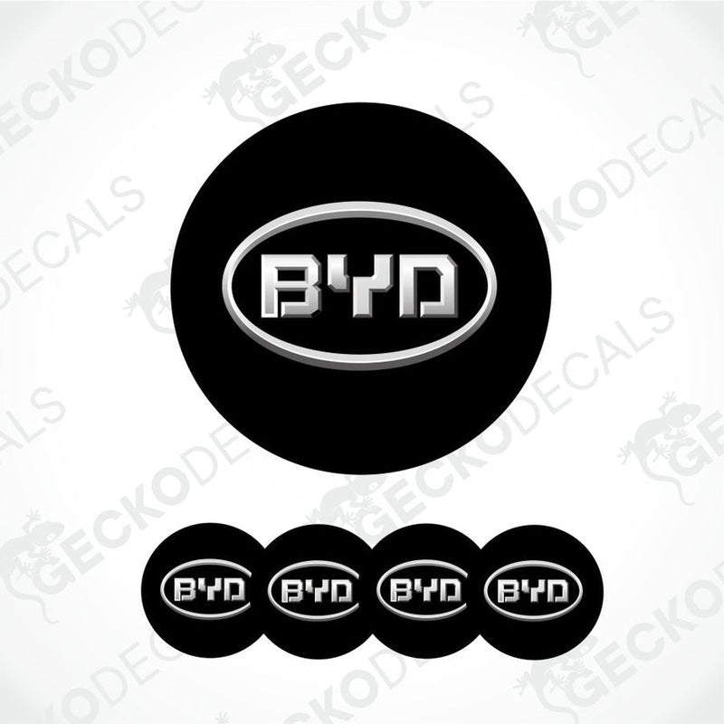 BYD logo and decals on a white background