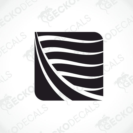 A black and white die cut sticker with a geometric pattern.