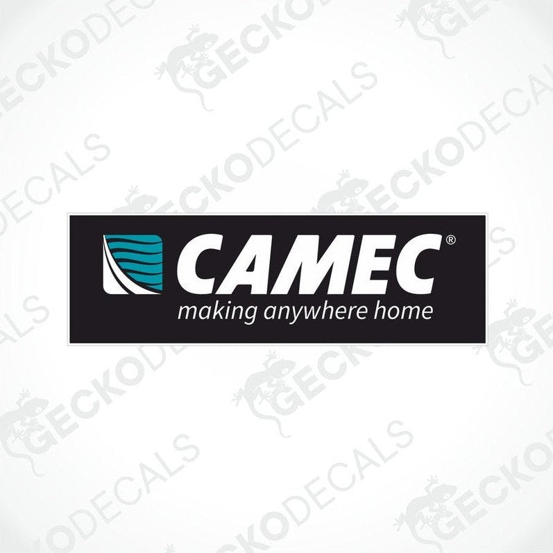 A rectangular black decal with the 'CA McMakin' brand logo and the phrase 'making anywhere home' printed in white and blue.