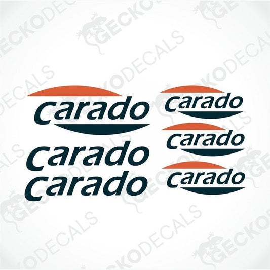 CARADO caravan logo sticker set dark teal and orange die-cut decals for interior exterior use
