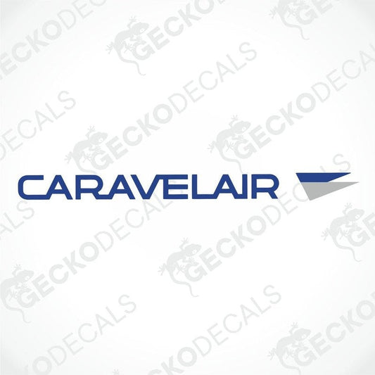 A die cut sticker with the text 'CARAVELAIR' on a white background, indicating a brand logo.