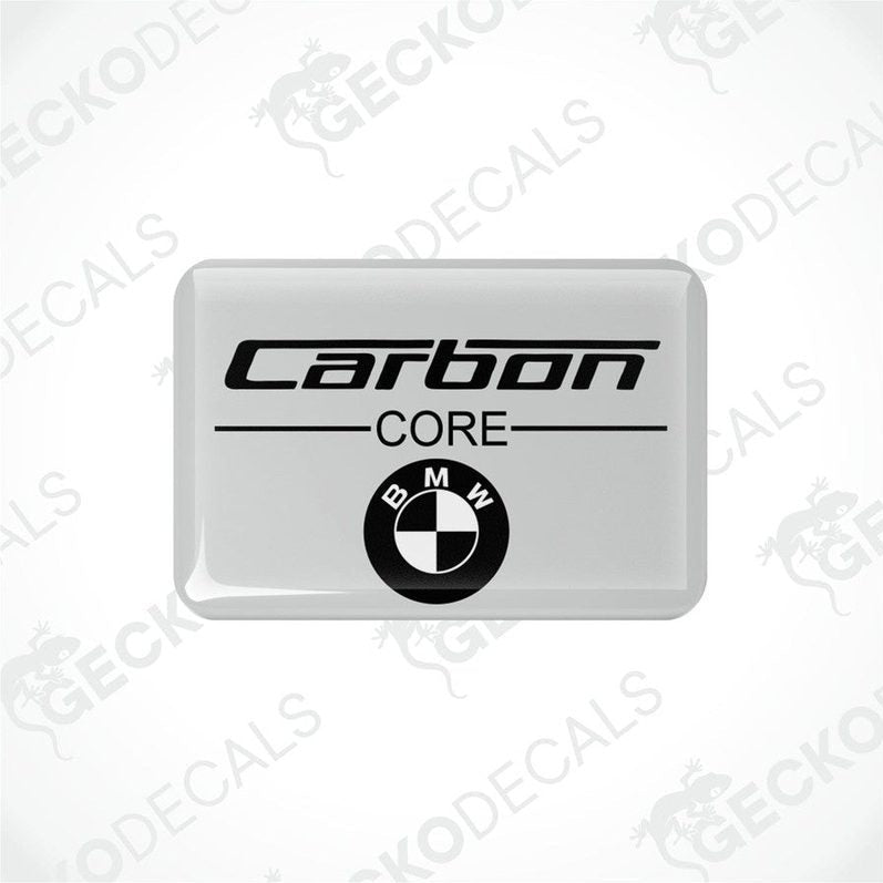  Rectangular car decals with the words 'Carbon CORE' and the BMW logo