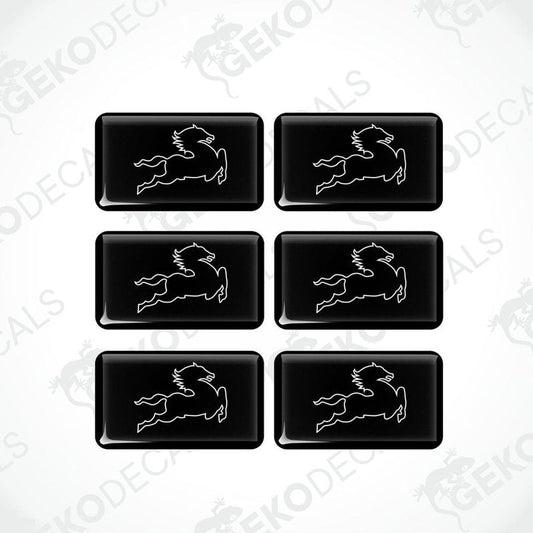 Set of six black vinyl decals with a white horse logo