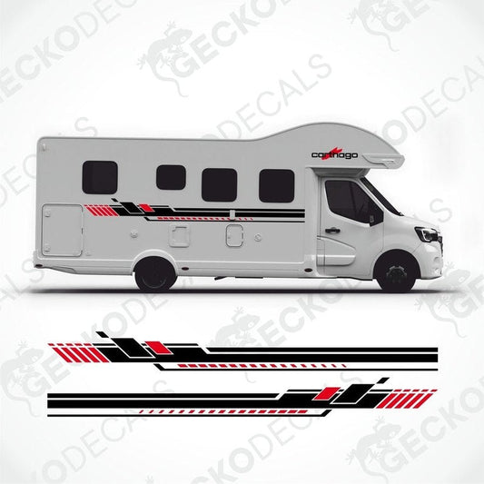 A set of decals for a CARTHAGO caravan, including side stripes and logos, displayed on a white background.