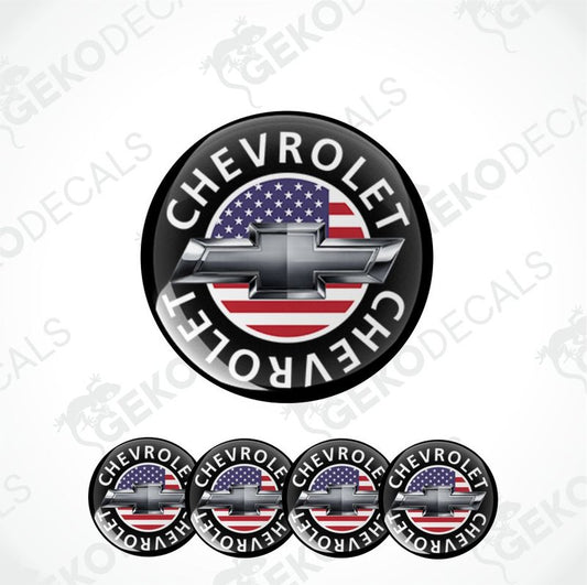Chevrolet logo with American flag design on a white background