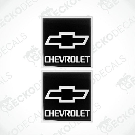 Two black and white vinyl decals with the Chevrolet logo.