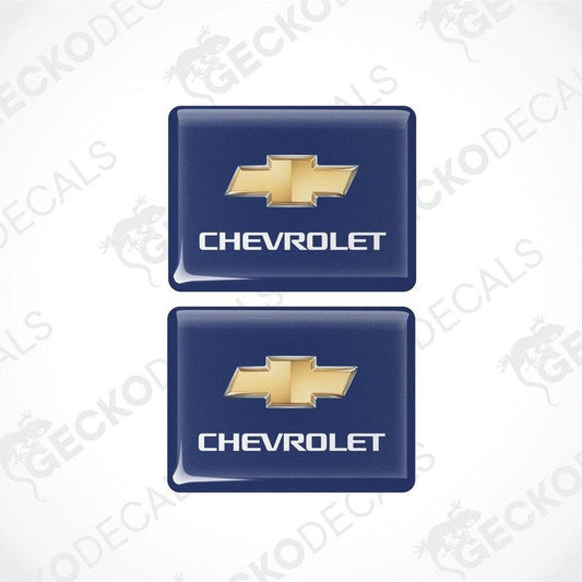 Two blue vinyl stickers with the CHEVROLET brand logo.