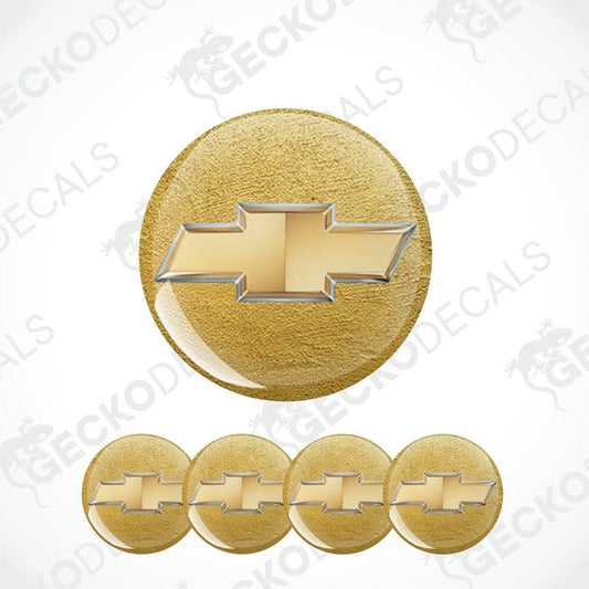 Gold Chevrolet logo decal with a textured background