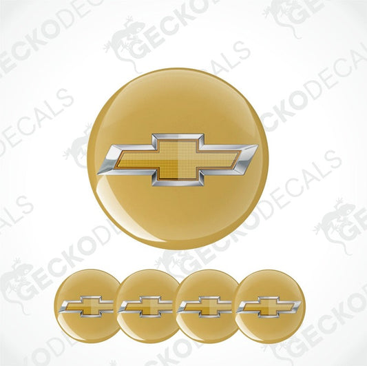 Gold Chevrolet logo decal set on a white background with 'Gecko Decals' branding.