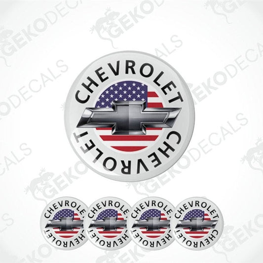 Chevrolet logo with American flag design on a white background