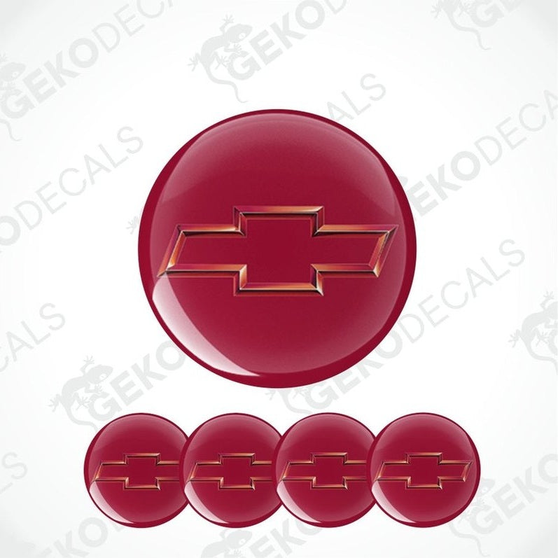 Red Chevrolet logo decal set on a white background with 'Gekodecals' watermark.