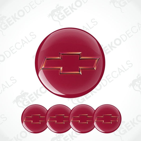 Red Chevrolet logo decal set on a white background with 'Gekodecals' watermark.