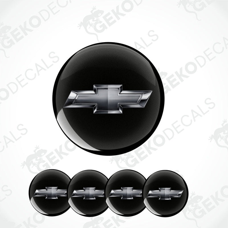 Set of five black vinyl decals with the CHEVROLET logo, three are round and two are rectangular.