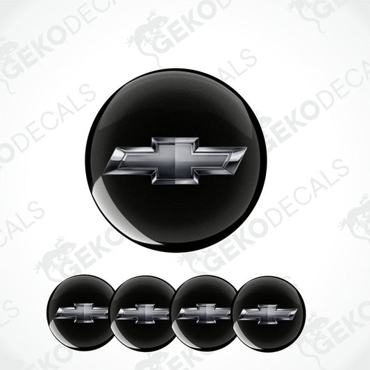 Set of five black vinyl decals with the CHEVROLET logo, three are round and two are rectangular.