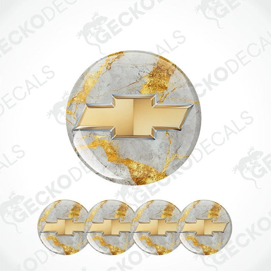 Gold chevron symbol on gray marble background with 'Gecko Decals' branding.