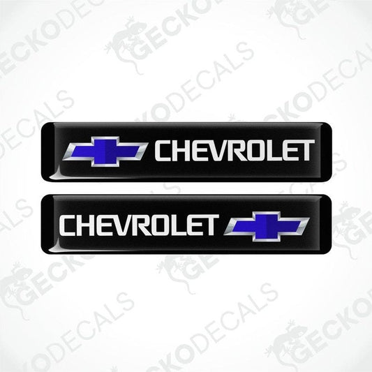 Two black vinyl decals with the word 'CHEVROLET' and a blue bowtie logo