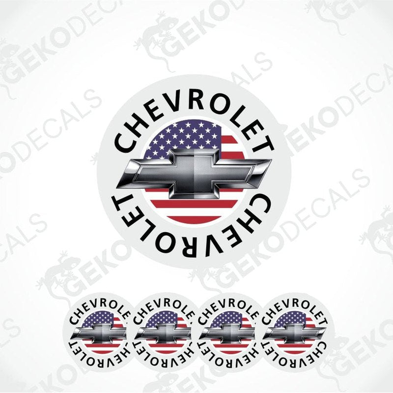 Chevrolet logo with American flag design on a white background