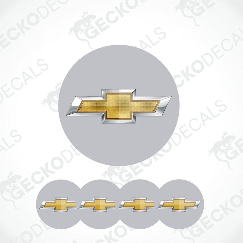 Gold Chevrolet logo with four smaller versions on a white background