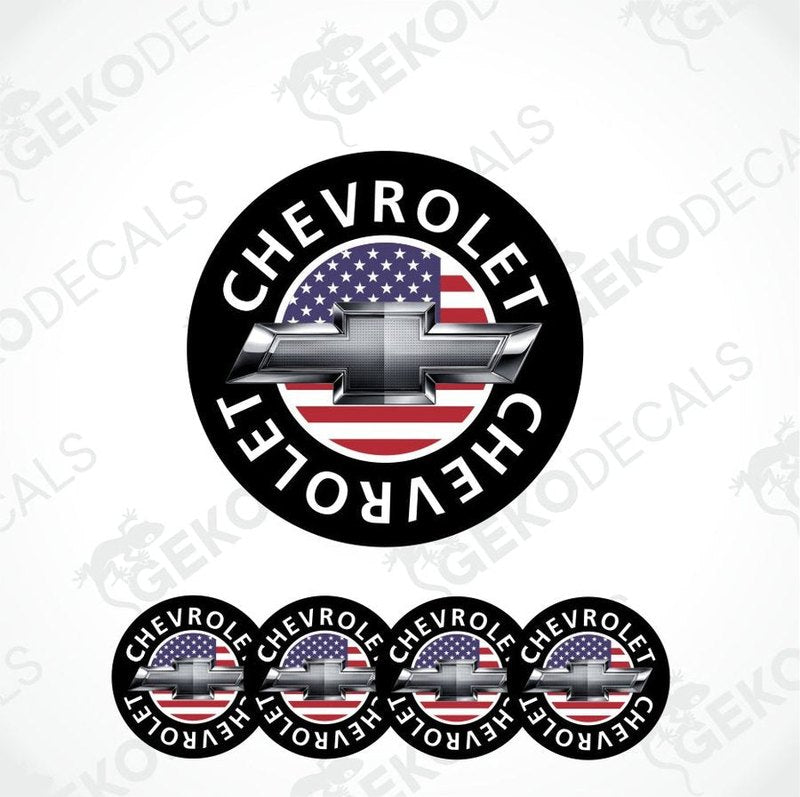 Chevrolet logo with American flag design on a white background
