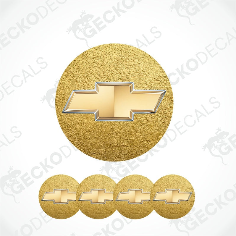 Gold Chevrolet logo decal with a textured background