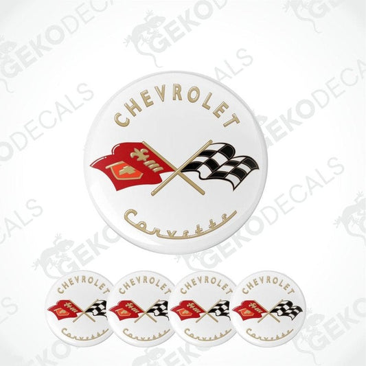 Chevrolet Corvette logo with flags on a white background