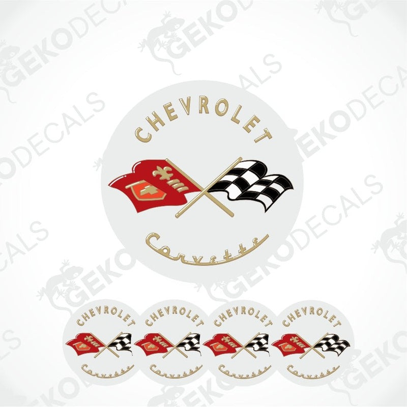 Chevrolet Corvette logo with crossed flags on a white background
