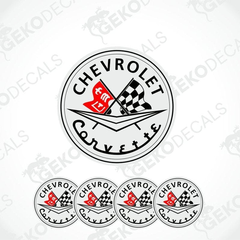 Chevrolet Corvette logo with racing flags on a white background