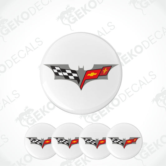 Set of Corvette logo stickers on a white background