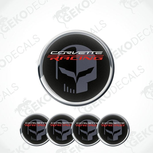 Set of Corvette Racing logo decal stickers on a white background with 'Gekodecals' branding.