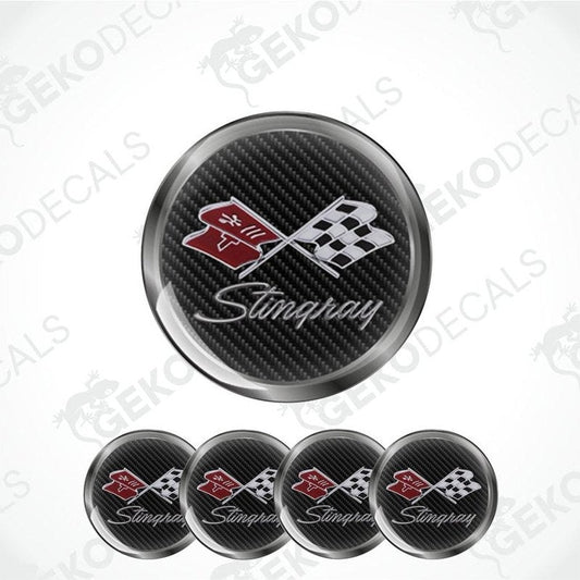 Stingray emblem with carbon fiber texture on a white background