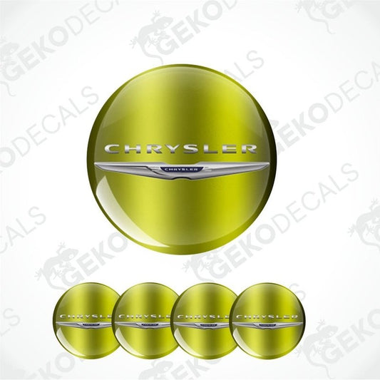 Set of green Chrysler logo decals on a white background