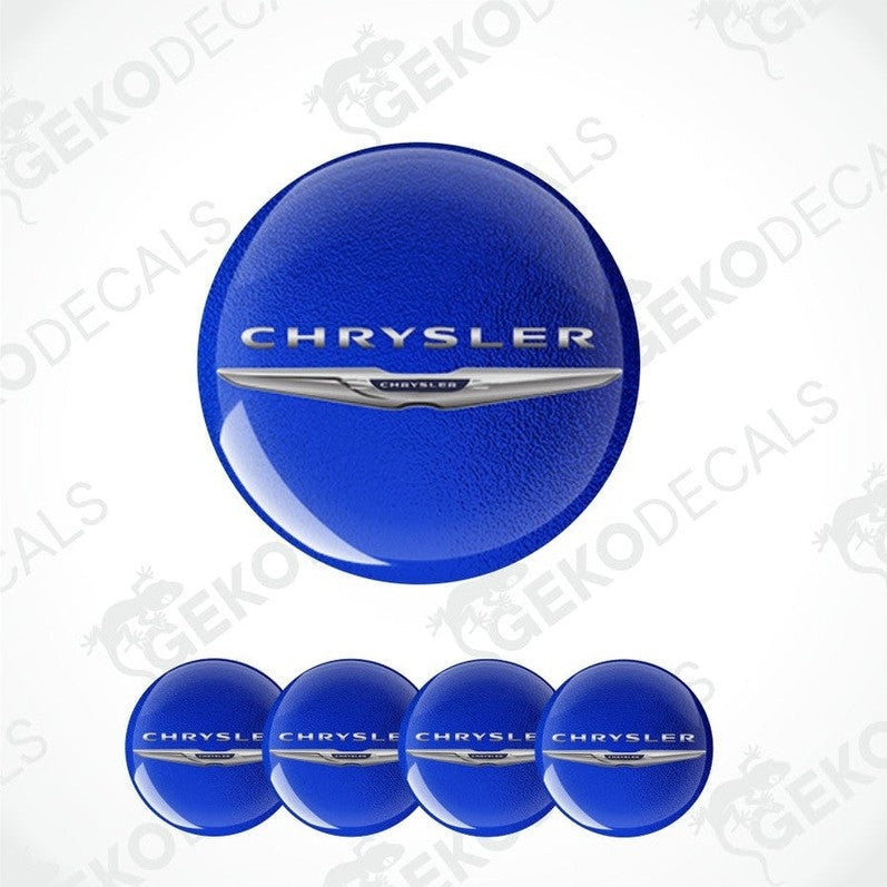 Blue Chrysler logo decal on a white background with 'Gekode Decals' watermark.