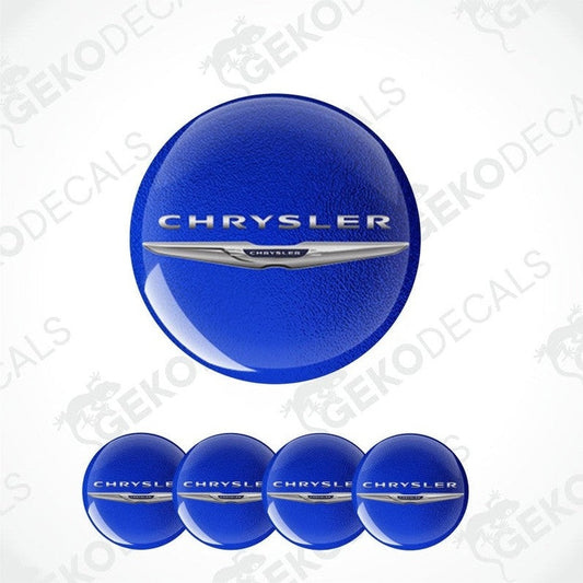 Blue Chrysler logo decal on a white background with 'Gekode Decals' watermark.