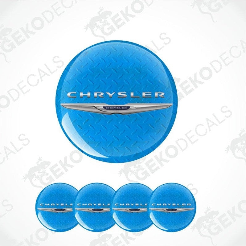 Blue Chrysler logo decal with a white background