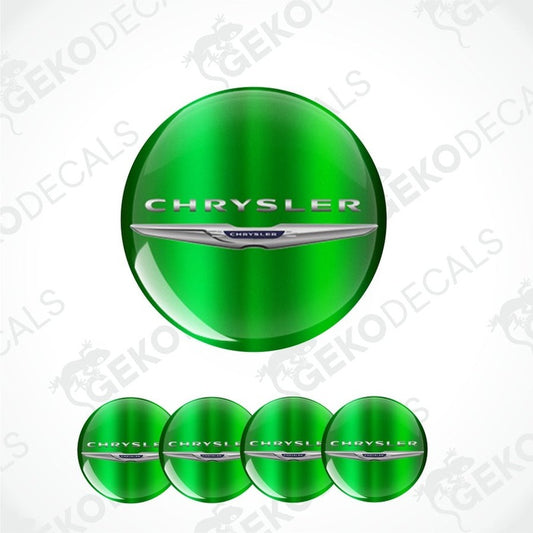 Green Chrysler logo decal on a white background