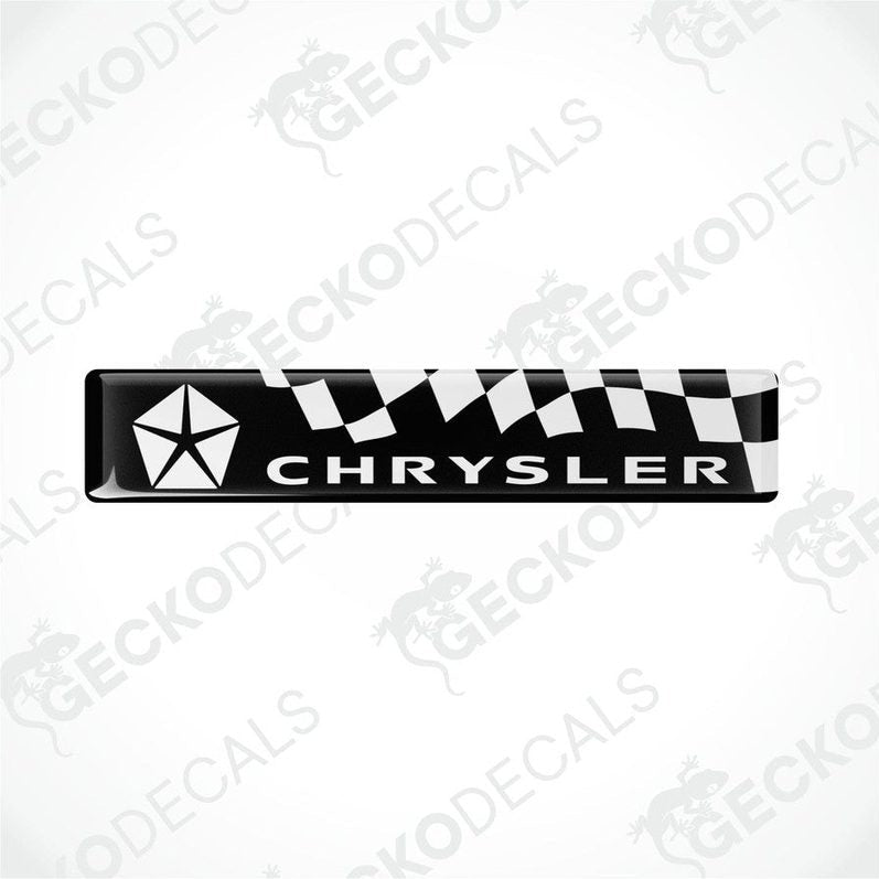  Black and white vinyl stickers with the Chrysler logo and a checkered pattern.