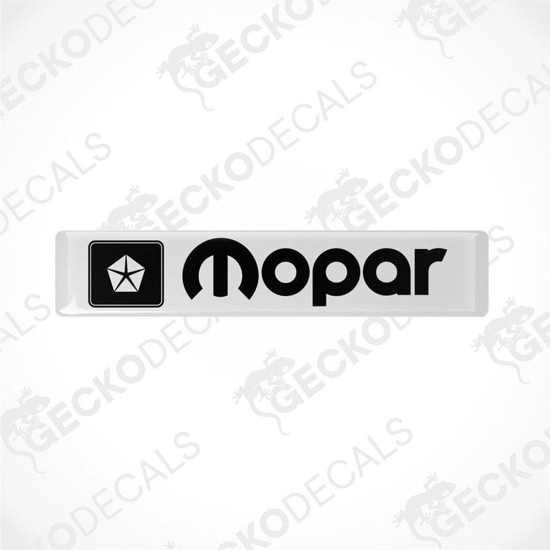  Black rectangular polyurethane-coated vinyl stickers with a black background with the MOPAR logo and text