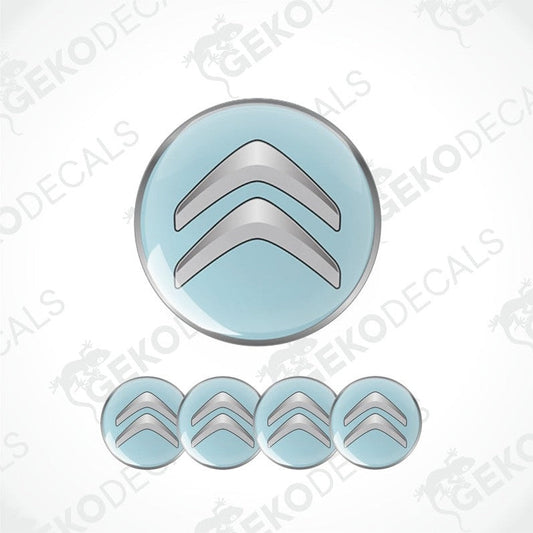 Citroén logo and text on a light blue background