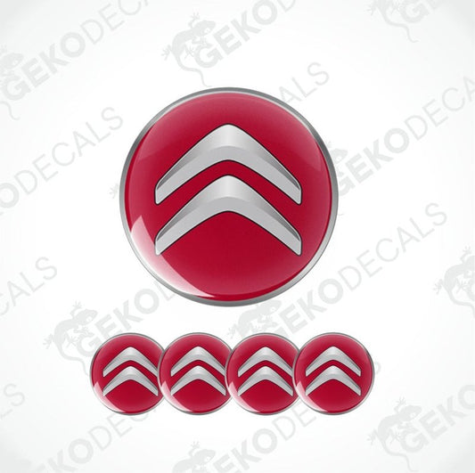 Red Citroén logo with four smaller versions on a white background.