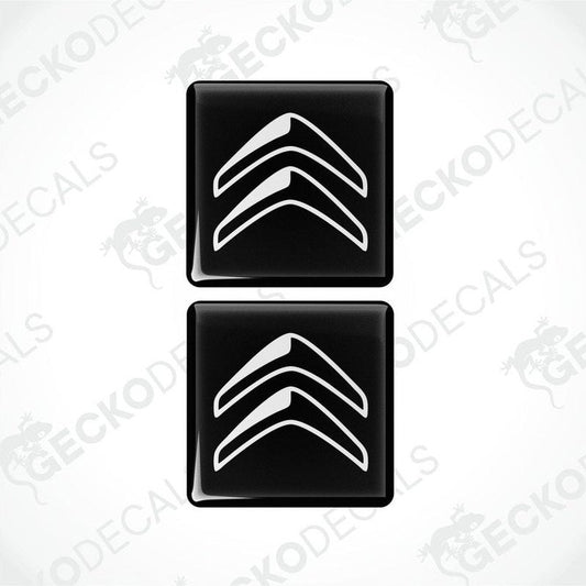 Two black vinyl stickers with white Citroen logo.