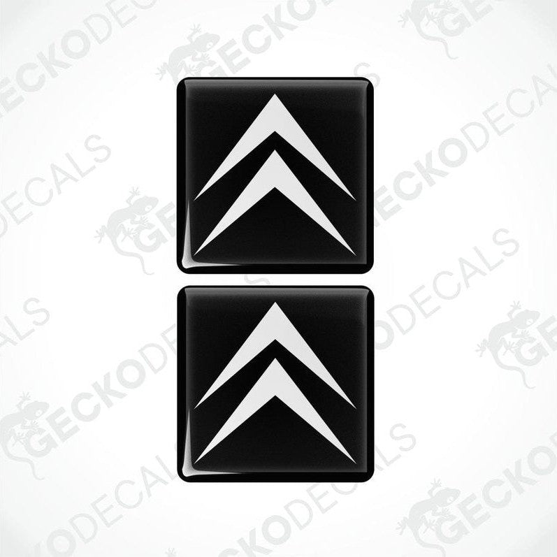 Two black vinyl stickers with white Citroen logo.